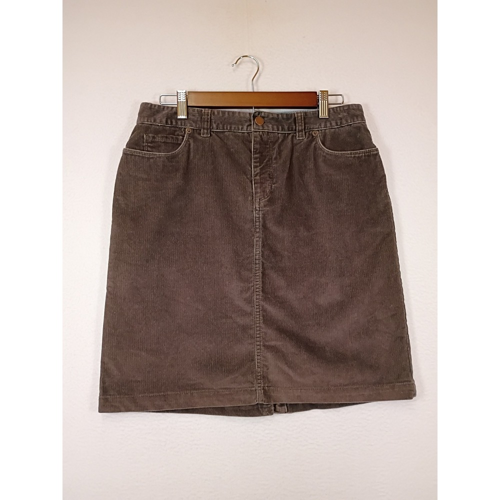 Dark Academia L.L.Bean Womens 10 Brown Favorite Fit Corduroy Knee Length Skirt